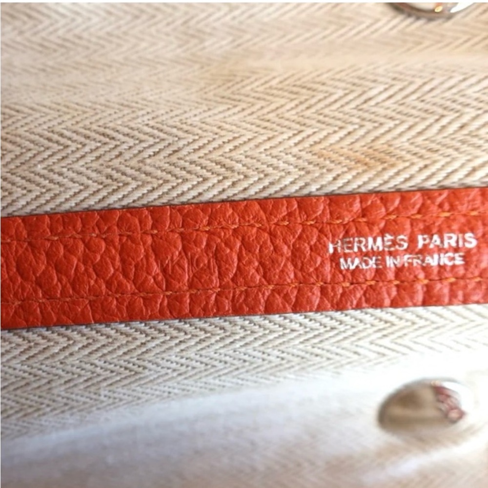Authentic Hermès Garden Party PM tote bag orange leather - Picture 14 of 16